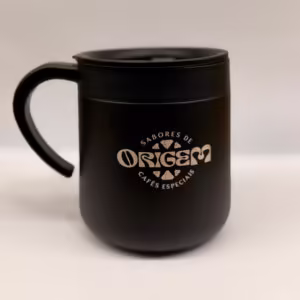 Caneca Térmica Inox com Tampa - Preto Fosco